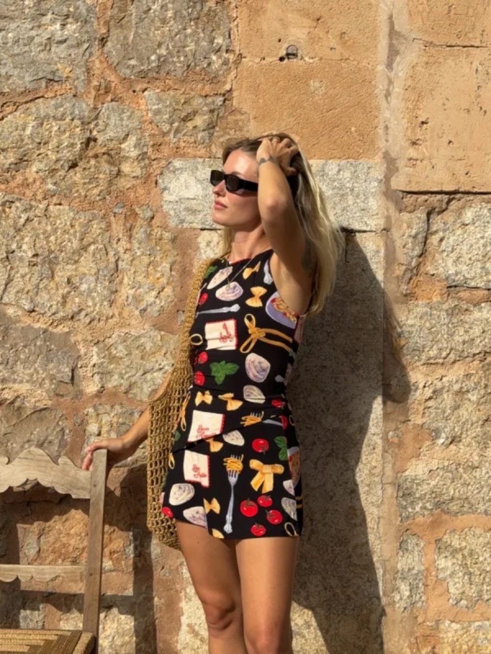 Lisa Says Gah Women’s Black Tank and Skort ~ Buon Appetito Print, Size Small - Picture 8 of 15